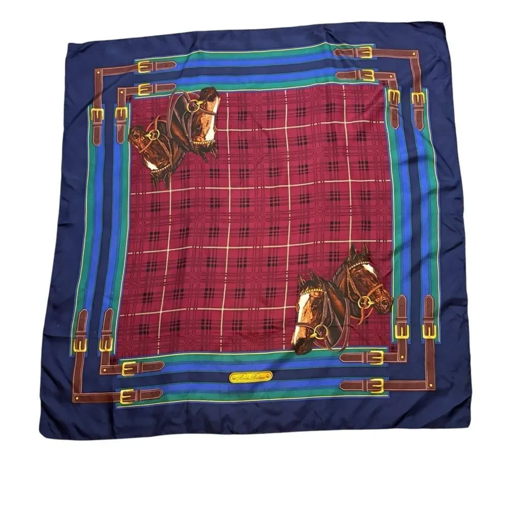 Ladies Brooks Brothers Horse and Buckle Square Scarf